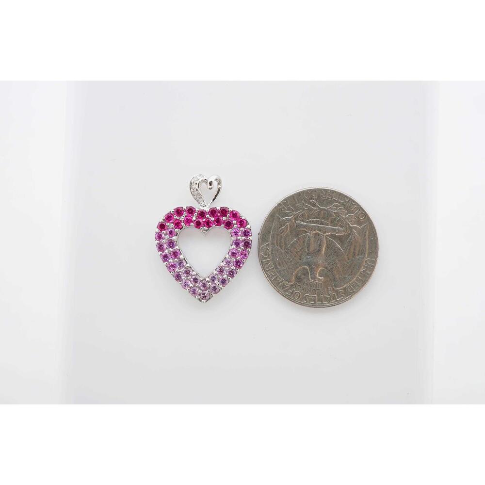 Estate Sale 10k White Gold Sapphire Diamond Charm 1.07 TCW Vintage Jewelry - Picture 5 of 6